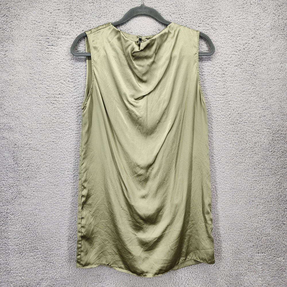 Reformation Womens 6 Silk Cowl Neck Sleeveless Long Blouse Mini Dress Sage Green